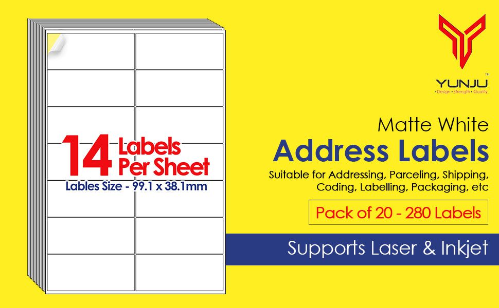 YUNJU Matte White Address Labels EBC